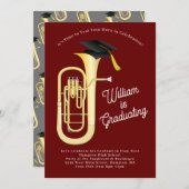 Baritone Musician Graduation Party Music Einladung (Vorne/Hinten)