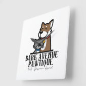 Bark Avenue Pawtique Quadratische Wanduhr (Winkel)