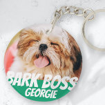 Bark Boss Haustier Foto Modernes, Cooles Einfaches Schlüsselanhänger<br><div class="desc">Design ist einfach mit einem einfachen Hintergrund und sans Serif Typografie für einen Superhelden-Look.</div>