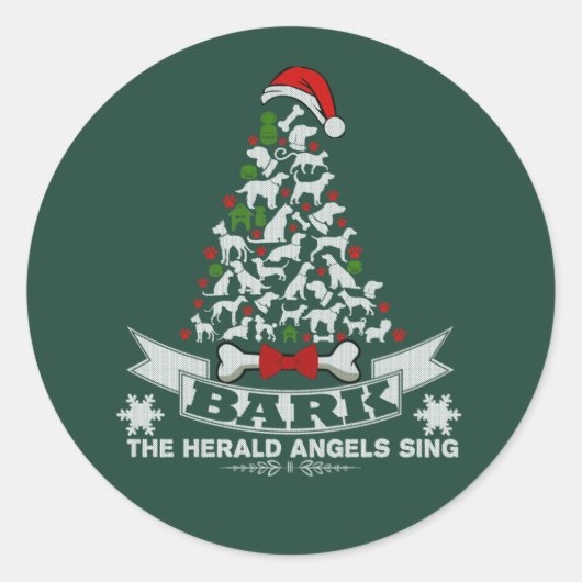 Bark Christmas Dog Novelty Runder Aufkleber (Vorderseite)
