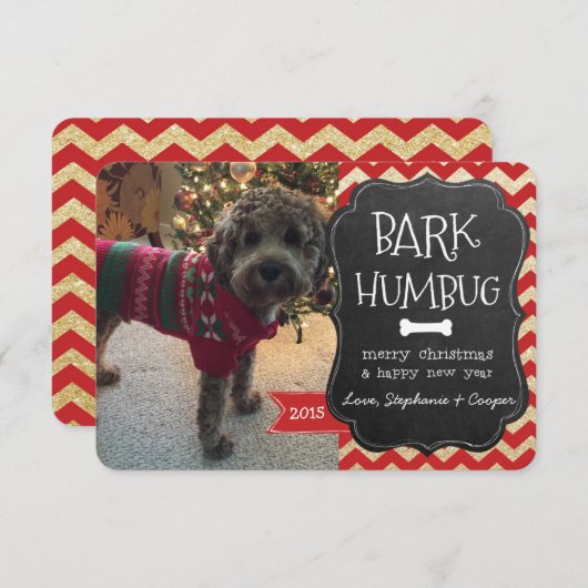 Bark Humbug Dog Weihnachtskarte Einladung (Vorne/Hinten)