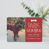 Bark Humbug Dog Weihnachtskarte Einladung (Stehend Vorderseite)