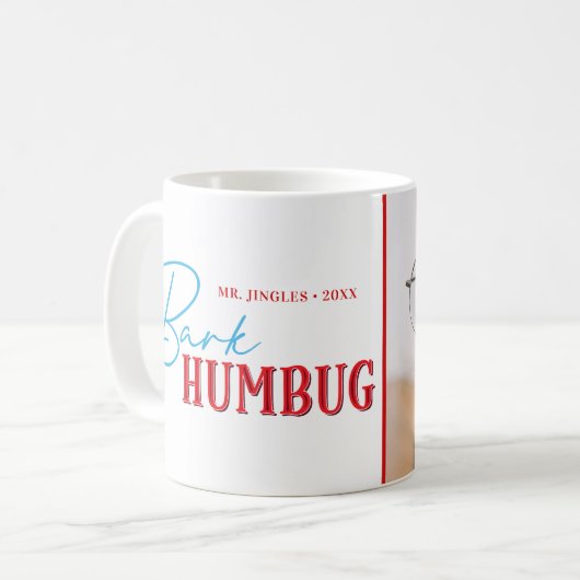Bark Humbug Funny Christmas Dog Custom Foto Kaffeetasse (Vorderseite Links)