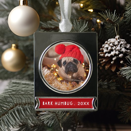 Bark Humbug Pet Foto Banner-Ornament Silber