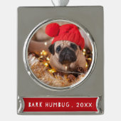 Bark Humbug Pet Foto Banner-Ornament Silber (Vorderseite)