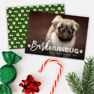 Bark Humbug Typografie Dog Lover Foto Funny Pet Feiertagskarte