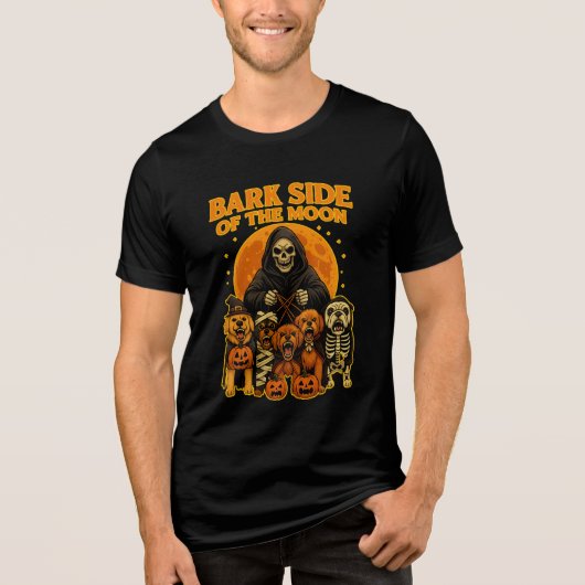 Bark Side of the Moon Halloween Dog Grim Reaper Tri-Blend Shirt (Vorderseite)