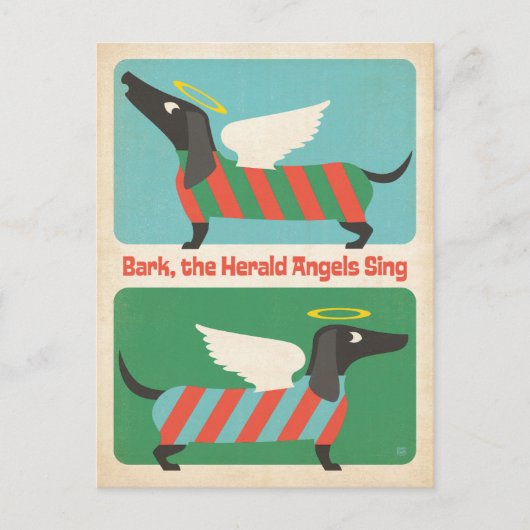 Bark the Herald Angels Feiertagspostkarte (Vorderseite)