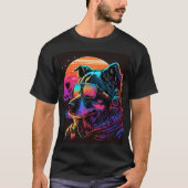 Bark to Future: 80er Synthwave Dog Graphic T-Shirt (Vorderseite)