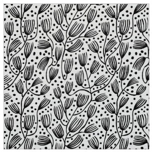 Barkcloth Art-Muster - Schwarzes auf Weiß Stoff