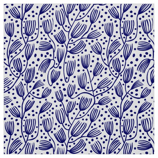 Barkcloth Style Pattern - Dunkle Marine auf Weiß Stoff (Muster)