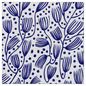 Barkcloth Style Pattern - Dunkle Marine auf Weiß Stoff (Nahaufnahme)