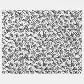 Barkcloth Style Pattern - Schwarz auf Weiß Fleecedecke (Vorderseite (Horizontal))