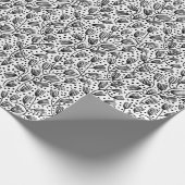 Barkcloth Style Pattern - Schwarz auf Weiß Geschenkpapier (Ecke)