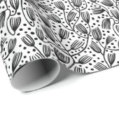 Barkcloth Style Pattern - Schwarz auf Weiß Geschenkpapier (Rolleneckpunkt)