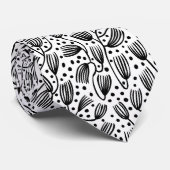 Barkcloth Style Pattern - Schwarz auf Weiß Krawatte (Gerollt)