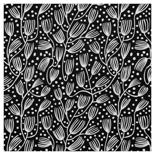 Barkcloth Style Pattern - Weiß auf Schwarz Stoff (Muster)