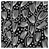 Barkcloth Style Pattern - Weiß auf Schwarz Stoff (Nahaufnahme)