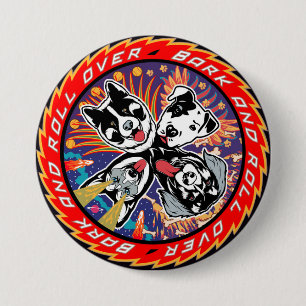 Barke und Roll over Dogs Kiss Rock Music Parody Button
