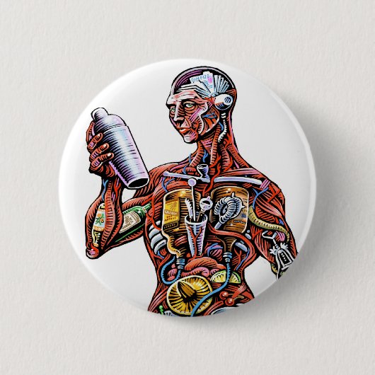 Barkeeper-Anatomie-Knopf Button (Vorderseite)