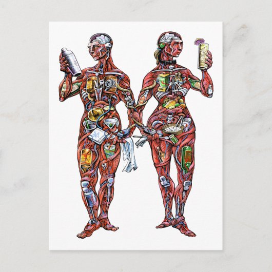Barkeeper Anatomie (männlich & weiblich) Postkarte (Vorderseite)