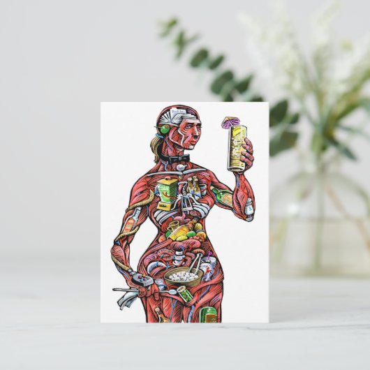Barkeeper Anatomie (weiblich) Postkarte (Stehend Vorderseite)