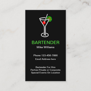 Barkeeper auf Zeit Visitenkarte