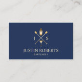 Barkeeper Bar Club Modernes Navy Blue & Gold Visitenkarte (Vorderseite)