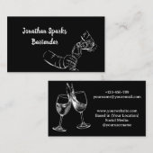 Barkeeper Bar Club Modernes Schwarz & Weiß Visitenkarte (Vorne/Hinten)