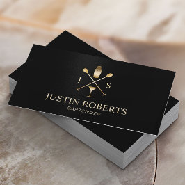 Barkeeper Bar Club Modernes Schwarzes & Altes Gold Visitenkarte