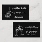 Barkeeper Bar Club Modernes Schwarzes Meer Visitenkarte (Vorne/Hinten)