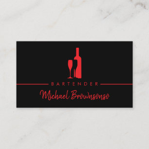 Barkeeper Bar Club Modernes Schwarzes Rotes Meer Visitenkarte