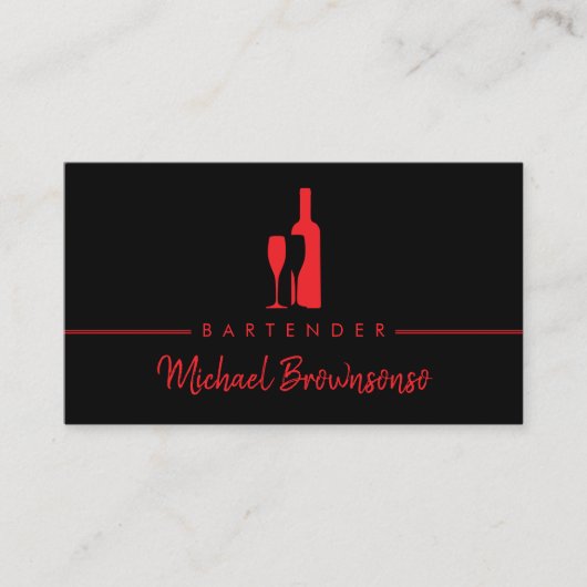 Barkeeper Bar Club Modernes Schwarzes Rotes Meer Visitenkarte (Vorderseite)