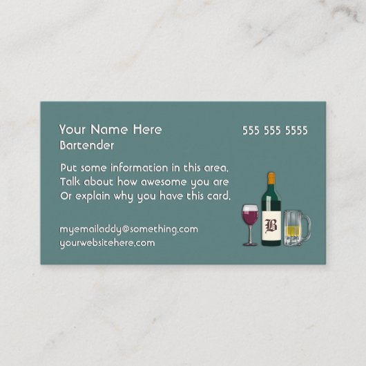 Barkeeper Blue Visitenkarte (Vorderseite)