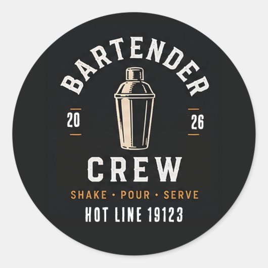 🍸 Barkeeper-Crew Bar-Personal Uniform🍸 Runder Aufkleber (Vorderseite)