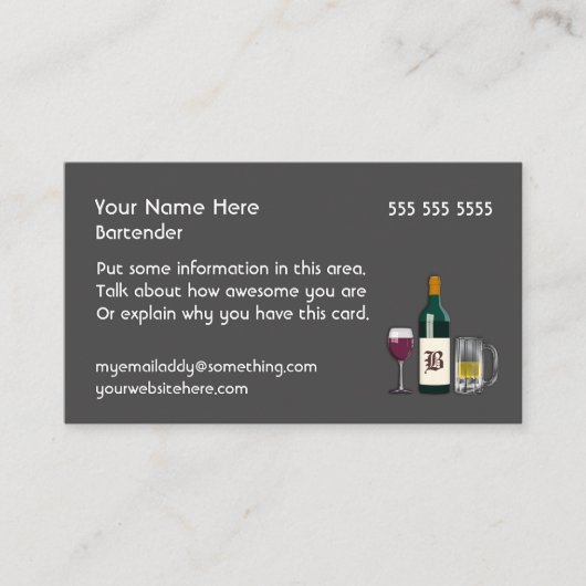 Barkeeper Dark Visitenkarte (Vorderseite)