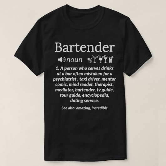 Barkeeper-Definition-Geschenk T-Shirt (Design vorne)