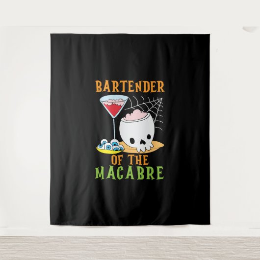 Barkeeper des Macabre-Barkeepers Halloween Wandteppich (Vorderseite)