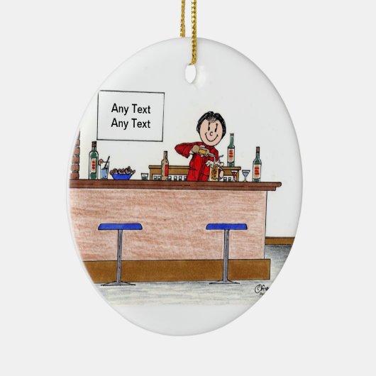 Barkeeper - Frau Keramikornament (Rechts)