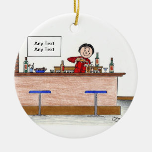 Barkeeper - Frau Keramikornament