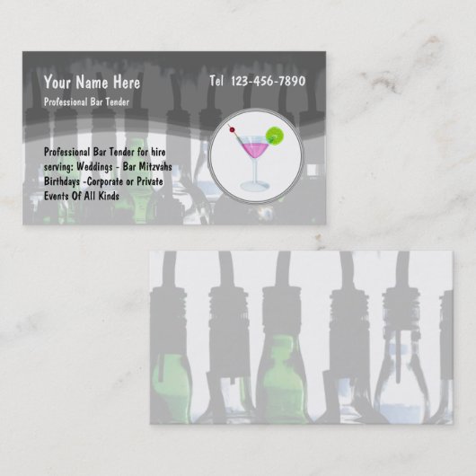 Barkeeper Freelancer Unique Design Visitenkarte (Vorne/Hinten)