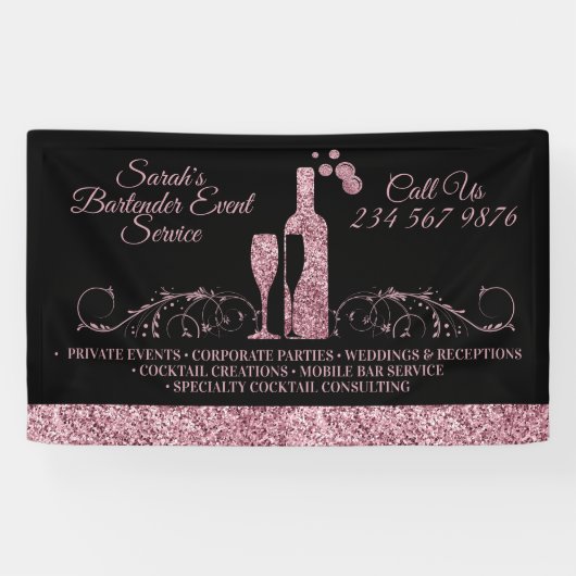 Barkeeper funkelnd rosa Schwarz Banner (Horizontal)