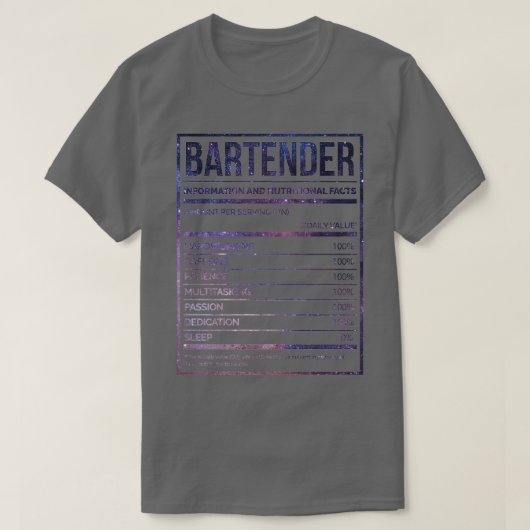 Barkeeper Funny Bartending Nutrition Label 2 T-Shirt (Design vorne)