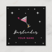 Barkeeper Funny Cocktail Glass Drink Hochzeitsring Quadratische Visitenkarte (Vorderseite)