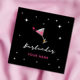 Barkeeper Funny Cocktail Glass Drink Hochzeitsring Quadratische Visitenkarte