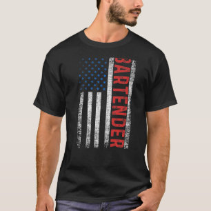 Barkeeper für die Bar der amerikanischen Flaggen T-Shirt