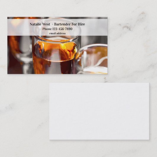 Barkeeper für die Vermietung von Bischofskarten Visitenkarte (Vorne/Hinten)