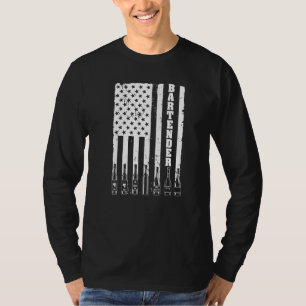 Barkeeper für Männer Frauenflagge Patriotic Barten T-Shirt