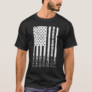 Barkeeper für Männer Frauenflagge Patriotic Barten T-Shirt