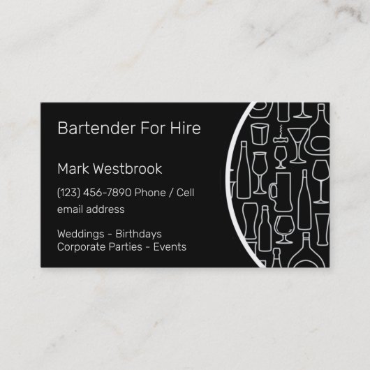 Barkeeper für Miete Visitenkarte (Vorderseite)